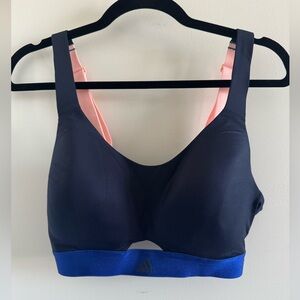 Adidas Black and Blue Sports Bra Medium Support